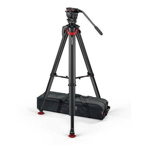 Sachtler System aktiv8 flowtech75, プロ用フルードヘッド + カーボン flowtech 三脚、75 mm ボウル、12 kg ペイロード。